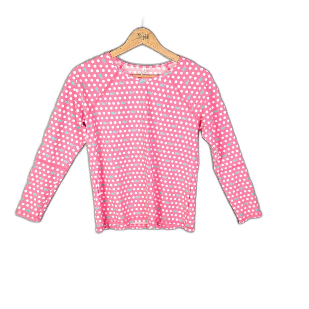 Vineyard Vines Rash Guard Pink Whale Dot Girls Large Coastal